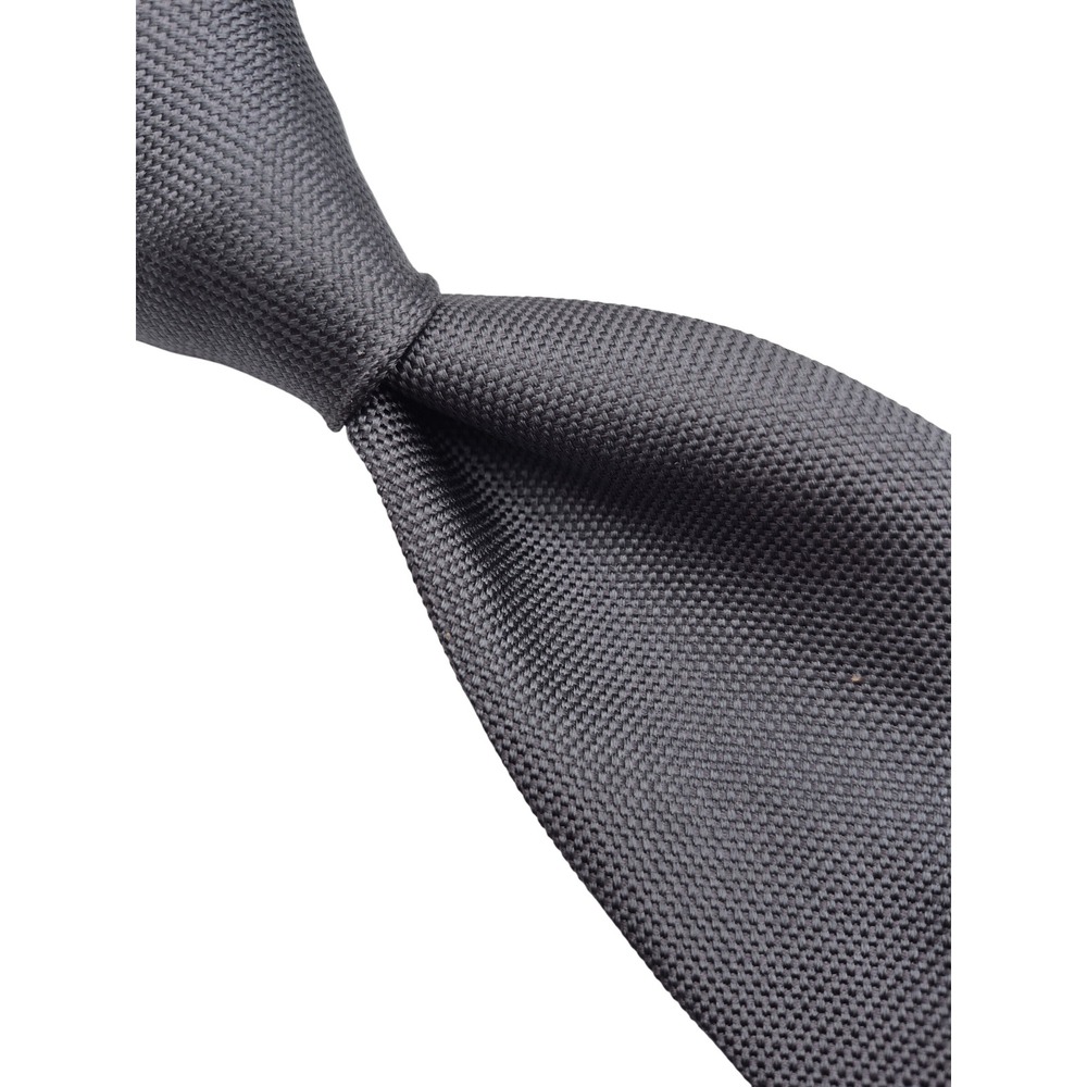 Luciano Barbera Italy Mens Charcoal Grey Textured Silk Necktie Solid Formal Tie